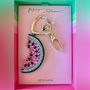 Betsey Johnson Viral Watermelon Rhinestone Bag Charm Keychain